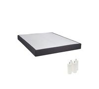 Sommier Tapissier Démontable 2x20 Lattes 140x190cm Anthracite + Pieds Blancs 15cm - TAPIKIT -
