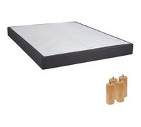 Sommier Tapissier Démontable 2x20 Lattes 140x190cm Anthracite + Pieds Bois 15cm - TAPIKIT - ALTOBUY Gris G
