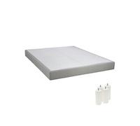 Sommier Tapissier Démontable 2x20 Lattes 140x190cm Lin + Pieds Blancs 15cm - TAPIKIT -
