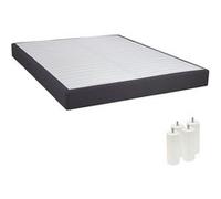 Sommier Tapissier Démontable 2x20 Lattes 160x200cm Anthracite + Pieds Blancs 15cm - TAPIKIT -