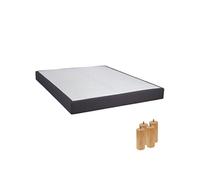 Sommier Tapissier Démontable 2x20 Lattes 160x200cm Anthracite + Pieds Bois 15cm - TAPIKIT -