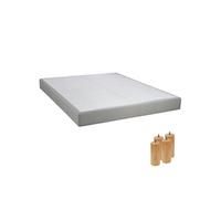 Sommier Tapissier Démontable 2x20 Lattes 160x200cm Lin + Pieds Bois 15cm - TAPIKIT - ALTOBUY Beige G