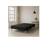 SOMMIER TAPISSIER NOIR 130x200 cm | FABRICATION FRANÇAISE ARTISANALE | PIEDS OFFERTS | HAUTEUR avec PIEDS 28 cm - som130x200noir