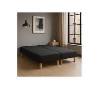 SOMMIER TAPISSIER NOIR 80X200X2 (160X200)|FABRICATION FRANCAISE ARTISANALE|PIEDS OFFERT|HAUTEUR AVEC PIEDS 27CM - 80x200noirx2LG