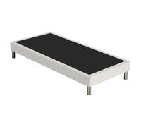Sommier tapissier + pieds SR15 beige 80x200 Lattes bois massif - H.15 cm