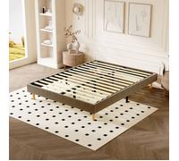 Sommier Tapissier,Sommier 140x190,Solide et Confortable Lit 140*190cm,1x14 Lattes,6 Pieds,Hauteur du Cadre de lit 29 cm,Brun