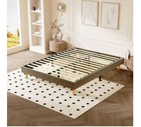 Sommier Tapissier,Sommier 140x200,Solide et Confortable Lit 140*200cm,1x14 Lattes,6 Pieds,Hauteur du Cadre de lit 29 cm,Brun