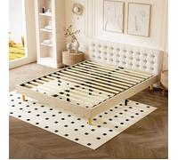Sommier Tapissier,Sommier 140x200,Solide et Confortable Lit 140*200cm,1x14 Lattes,6 Pieds,Hauteur du Cadre de lit 29 cm,Beige