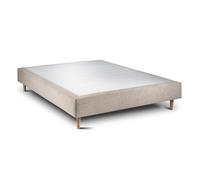 Sommier Tapissier Tissu Beige brun 160x200 H35cm Sommeil de plomb - Sommier en bois massif avec Pieds bois cones 15 cm