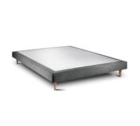 Sommier Tapissier Tissu Gris anthracite 140x190 H29cm Sommeil de plomb - Sommier en bois massif avec Pieds bois cones 15 cm