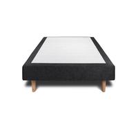 Sommier Tapissier Tissu Noir 100x200 H29cm Sommeil de plomb - Sommier en bois massif avec Pieds bois cones 15 cm