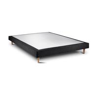 Sommier Tapissier Tissu Noir 160x200 H29cm Sommeil de plomb - Sommier en bois massif avec Pieds bois cones 15 cm