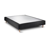 Sommier Tapissier Tissu Noir 160x200 H35cm Sommeil de plomb - Sommier en bois massif avec Pieds bois cones 15 cm