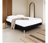 Idimex Sommier tapissier VANNES 120 x 190 cm – structure en bois, tissu noir, sommier à lattes