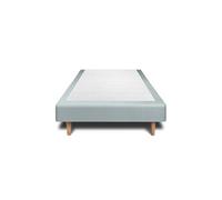 Sommier Tapissier Velours Gris bleuté 90x190 H35cm