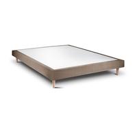 Sommier Tapissier Velours Taupe 160x200 H29cm Sommeil de plomb - Sommier en bois massif avec Pieds bois cones 15 cm