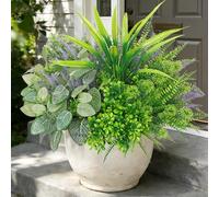 SOMYTING 12 plantes artificielles, herbe, plantes artificielles comme plantes de balcon artificielles, buissons, arbustes, plantes vertes pour terrasses, jardin, véranda, plante en plastique