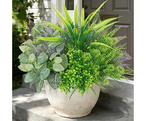 SOMYTING 12 plantes artificielles, herbe, plantes artificielles comme plantes de balcon artificielles, buissons, arbustes, plantes vertes pour terrasses, jardin, véranda, plante en plastique