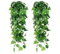 SOMYTING 2 Pièces Plante Artificielle Suspendues Pothos Artificiel Fausses Plantes Artificielles Decoration Faux Pothos Réaliste Feuille Verte Lierre pour la Maison Jardin Chambre Décorations