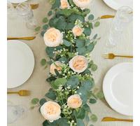 SOMYTING Lot de 4 Guirlandes de Fleurs Artificielles Eucalyptus - Guirlande Vintage de Fausses Fleurs de Pivoines et Roses - Plante Murale Décorative pour Arc de Mariage, Arrangement de Porte, Fête
