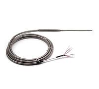 Sonde Pt100 à piquer droite avec câble PFA/PFA sous flexible inox - SAPD51501FL3 - Longueur utile 150 mm - Inox 316 L 3 fils - Câble 3 m - -50/+250 °C - PROSENSOR