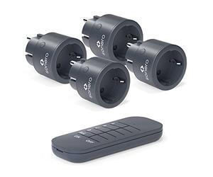 sonero® Jeu de Prises radiocommandées 2300 Watts - 1x télécommande, 4X Prises pour Usage intérieur, portée 30m, Anthracite (Prise Allemande)