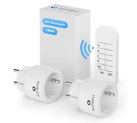 sonero® Jeu de Prises sans Fil 2300 Watts | 1x télécommande, 2X Prise pour Usage intérieur, portée 30m, Design Compact, Blanc