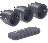 sonero® set de prises radio 2300 watts | 1x télécommande, 3X prises pour l'intérieur, portée 30m, design compact, anthracite
