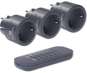 sonero® set de prises radio 2300 watts | 1x télécommande, 3X prises pour l'intérieur, portée 30m, design compact, anthracite