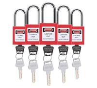 Sonew 5 Ensembles de Verrouillage D'étiquetage de Verrouillage, Cadenas LOTO D'ingénierie de Sécurité D'isolation de Verrouillage de Verrouillage de 38 Mm, pour la Fabrication de Machines(rouge)