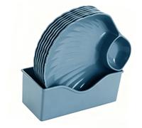 Sonew Assiettes à Collation en Forme de Coquille, Ensemble de 8 Plats de Service Japonais en Plastique de qualité Alimentaire pour Collations aux Fruits, Assiettes Polyvalentes 18,5x17,5 Cm (8