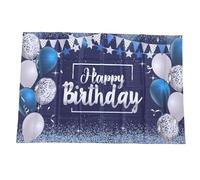 Sonew Ballon à Paillettes Bleu Marine et Argent, Toile de Fond Joyeux Anniversaire, Cadeau, Motifs d'étoiles, Grande Affiche de Décoration de Fête, 39,3x59 Pouces (39,37 x 59,06 pouces Type 7)