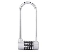 Sonew Cadenas à combinaison à 5 chiffres en alliage sécurité en forme de U Verrouillage du code Serrure de verrouillage du casier très long avec serrure à code(argent)