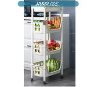 Sonew chariot de stockage de fruits et légumes Étagère de rangement de cuisine à articles cuisine 4 Couches à Roulettes Beige