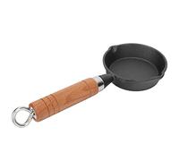 Sonew Poêle en Fonte de 10 Cm, Mini Poêle à Frire avec Manche en Bois, Poêle à Crêpes à Fond Plat Portable pour Restaurant Domestique