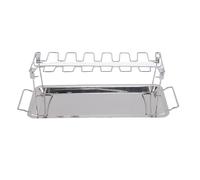 Sonew Support de Gril de Cuisse de Poulet en Acier Inoxydable avec égouttoir, Support de Pilon Pliable à 12 Fentes pour Fours, Grilles, Fumeur, de Rôtissage pour Barbecue