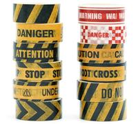 Songdao 12 Rouleaux Ligne d’avertissement Washi Tape Ruban Adhésif Papier Limite jaune rouge Décoratif Masking Tape pour Scrapbooking Artisanat de Bricolage (Industrial Caution)