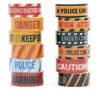 Songdao 12 Rouleaux Ligne d’avertissement Washi Tape Ruban Adhésif Papier Limite jaune rouge Décoratif Masking Tape pour Scrapbooking Artisanat de Bricolage (Urban Warning)
