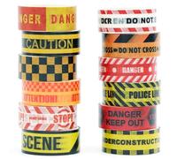 Songdao 12 Rouleaux Ligne d’avertissement Washi Tape Ruban Adhésif Papier Limite jaune rouge Décoratif Masking Tape pour Scrapbooking Artisanat de Bricolage (zone dangereuse)