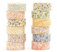 Songdao 12 rouleaux Washi Tape Set, Ruban Adhésif Décoratif Œuvre d’art inspirée Feuille d’or et d’argent Masking Tapes pour Arts, Bullet Journal, Scrapbooking, Bricolage, Emballage (Spring Bloom)
