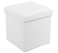 SONGMICS 38 cm Cube Pouf Coffre de Rangement Pliable Chargement Max. de 300 kg Blanc LSF103