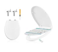 SONGMICS Abattant WC Forme O, avec Frein de Chute, Poignée, Clipsable, Lunette de Toilettes Universel, Installation Facile, Siège en Plastique PP, Capacité 300 kg, Blanc BTL001WZ01