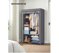 SONGMICS Armoire à Vêtements, 1 Tringle à Vêtements, 6 Niveaux, Tissu Non-tissé, Cadre Métallique, 45 x 105 x 168 cm,Gris