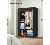 SONGMICS Armoire à Vêtements,2 Tringles à vêtements, 6 Niveaux, Tissu Non-tissé, Cadre Métallique, 45 x 105 x 168 cm, Noir