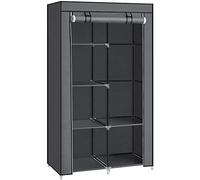 SONGMICS Armoire à Vêtements, Penderie, 1 Tringle à Vêtements, 6 Niveaux, Tissu Non-tissé, Cadre Métallique, 45 x 88 x 168 cm, pour Chambre, Couloir, Dressing, Gris RYG84G