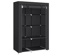 SONGMICS Armoire à Vêtements, Penderie, 2 Tringles à vêtements, 6 Niveaux, Tissu Non-tissé, Cadre Métallique, 45 x 105 x 168 cm, pour Chambre, Couloir, Dressing, Noir RYG085B02