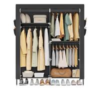 SONGMICS Armoire Chambre en Tissu, Porte-vêtements, Penderie, Étagères, Pochettes, Grande Capacité, 3 Compartiments de Suspension, 45 x 127 x 180 cm cm, Noir RYG010BZ02