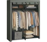 SONGMICS Armoire Chambre, Penderie avec 2 Tringles, Porte-vêtements, Housse en Tissu, Porte-Manteau, Pliable, pour Dressing, Chambre, 43 x 140 x 174 cm, Vert Olive RYG002C02