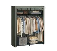 SONGMICS Armoire Chambre, Penderie avec 2 Tringles, Porte-vêtements, Housse en Tissu, Porte-Manteau, Pliable, pour Dressing, Chambre, 43 x 140 x 174 cm, Vert Olive RYG002C02