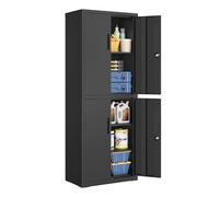 SONGMICS Armoire de Garage à 5 Étagères avec 4 Portes, Armoire de Bureau, 40 x 60 x 180 cm, 2 Serrures, Étagères Réglables, en Métal, Noir Mat OMC017BD01